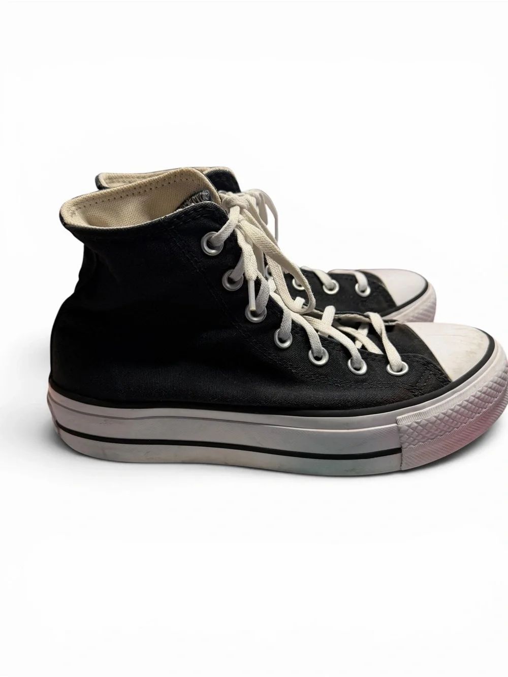 Converse Black Canvas High-Top Platform Sneakers W7.5
